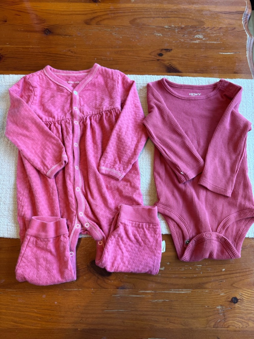 Burt's Bees Baby Pink Long-Sleeve Footie and Bodysuit Set